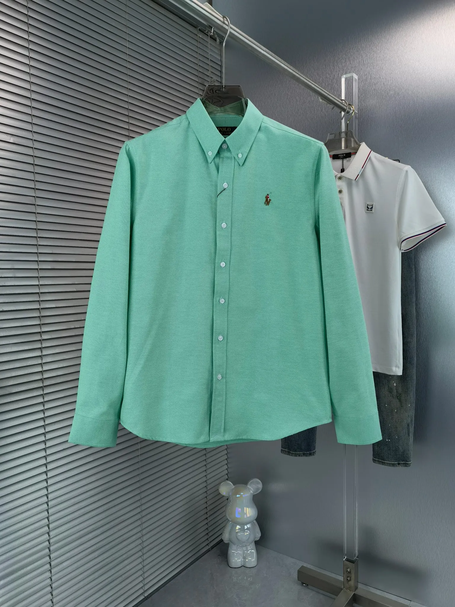 P210 🌸 (11 colors) Ralph Lauren polo long-sleeved classic popular shirt, collection picture➕detail picture❗Pure cotton Oxford fabric, the material is crisp and textured, not soft at all, and the upper body is stylish❗️❗️ Color: Picture color, Size: M---xxL